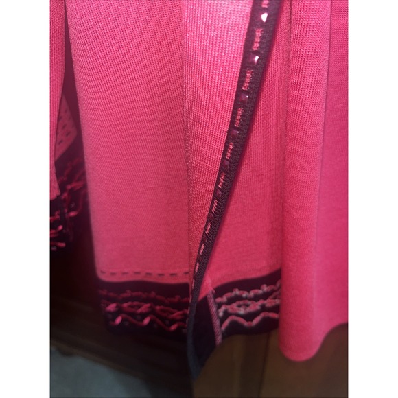 Ming Wang Large Pink Black Open Front 100% Filament Cardigan Jacket & Top Set - Picture 5 of 9